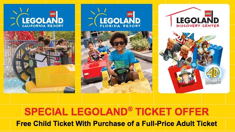legoland free child ticket with adult